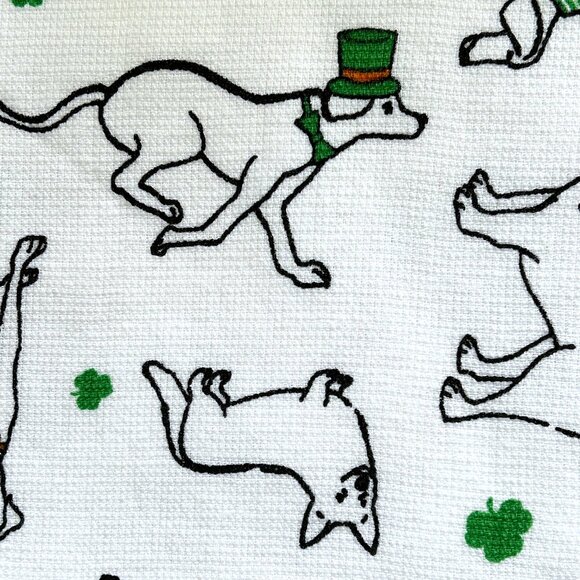 Humane Society  2 Pc Kitchen Towel Set St. Patrick's Day Dogs Cotton Blend - Picture 4 of 4